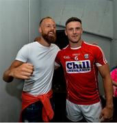 1 July 2018; Eoin Cadogan of Cork with Republic of Ireland soccer player David Meyler following the Munster GAA Hurling Senior Championship Final match between Cork and Clare at Semple Stadium in Thurles, Tipperary. Photo by David Fitzgerald/Sportsfile