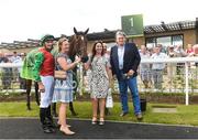 1 July 2018; The winning connections of Urban Fox, from left jockey Daniel Tudhope, trainer Maureen Haggas and owners Belinda and Wayne Kieswetter after winning the Juddmonte Pretty Polly Stakes during day 3 of the Dubai Duty Free Irish Derby Festival at the Curragh Racecourse in Kildare. Photo by Matt Browne/Sportsfile