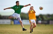 1 July 2018; Daniel Martyn of Donaghmore/Ashbourne, Co Meath, in action against Eoghan McAlinden of Clonduff GAC, Co Down, during the John West Féile Peil na nÓg National Competitions 2018 match between Donaghmore/Ashbourne and Clonduff GAC at Stamullen GAA in Meath. This is the third year that the Féile na nGael and Féile Peile na nÓg have been sponsored by John West, one of the world’s leading suppliers of fish. The competition gives up-and-coming GAA superstars the chance to participate and play in their respective Féile tournament, at a level which suits their age, skills and strengths. Photo by Harry Murphy/Sportsfile