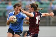 1 July 2018; Leah Caffrey of Dublin in action against Lucy McCartan of Westmeathduring the TG4 Leinster Ladies Senior Football Final match between Dublin and Westmeath at Netwatch Cullen Park in Carlow. Photo by Piaras Ó Mídheach/Sportsfile