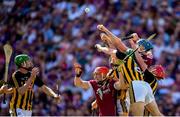 1 July 2018; Conor Whelan, left, and Conor Cooney of Galway compete against Kilkenny players Padraig Walsh, Paul Murphy and Cillian Buckley during the Leinster GAA Hurling Senior Championship Final match between Kilkenny and Galway at Croke Park in Dublin. Photo by Stephen McCarthy/Sportsfile