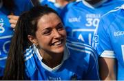 1 July 2018; Sinéad Goldrick of Dublin celebrates after the TG4 Leinster Ladies Senior Football Final match between Dublin and Westmeath at Netwatch Cullen Park in Carlow. Photo by Piaras Ó Mídheach/Sportsfile