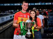 1 July 2018; Carlow's Kevin McDonald and Vanessa Curran following the Joe McDonagh Cup Final match between Westmeath and Carlow at Croke Park in Dublin. Photo by Stephen McCarthy/Sportsfile