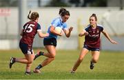 1 July 2018; Niamh McEvoy of Dublin in action against Lucy McCartan, left, and Karen McDermott of Westmeath during the TG4 Leinster Ladies Senior Football Final match between Dublin and Westmeath at Netwatch Cullen Park in Carlow. Photo by Piaras Ó Mídheach/Sportsfile