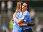 1 July 2018; Martha Byrne, left, and Siobhán McGrath of Dublin celebrate after the TG4 Leinster Ladies Senior Football Final match between Dublin and Westmeath at Netwatch Cullen Park in Carlow. Photo by Piaras Ó Mídheach/Sportsfile