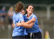 1 July 2018; Noëlle Healy, left, and Siobhán McGrath of Dublin celebrate after the TG4 Leinster Ladies Senior Football Final match between Dublin and Westmeath at Netwatch Cullen Park in Carlow. Photo by Piaras Ó Mídheach/Sportsfile
