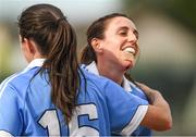 1 July 2018; Lyndsey Davey, left, and Siobhán McGrath of Dublin celebrate after the TG4 Leinster Ladies Senior Football Final match between Dublin and Westmeath at Netwatch Cullen Park in Carlow. Photo by Piaras Ó Mídheach/Sportsfile