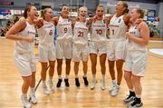 1 July 2018; Denmark players celebrate after the FIBA 2018 Women's European Championships for Small Nations Final match between Luxembourg and Denmark at Mardyke Arena in Cork, Ireland. Photo by Brendan Moran/Sportsfile