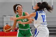 1 July 2018; Grainne Dwyer of Ireland in action against Petra Orlovic of Cyprus during the FIBA 2018 Women's European Championships for Small Nations Classification 5-6 match between Cyprus and Ireland at Mardyke Arena, Cork, Ireland. Photo by Brendan Moran/Sportsfile