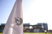 2 July 2018; A detailed view of the Shamrock Rovers crest on a corner flag prior to the Leinster Senior Cup Quarter-Final match between Shamrock Rovers and Dundalk at Tallaght Stadium in Dublin. Photo by Tom Beary/Sportsfile