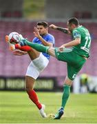 2 July 2018; Gareth Evans of Portsmouth in action against Damien Delaney of Cork City during the pre-season friendly match between Cork City and Portsmouth at Turners Cross in Cork. Photo by Harry Murphy/Sportsfile