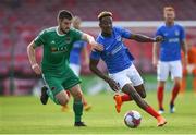 2 July 2018; Jamal Lowe of Portsmouth in action against Aaron Barry of Cork City during the pre-season friendly match between Cork City and Portsmouth at Turners Cross in Cork. Photo by Harry Murphy/Sportsfile