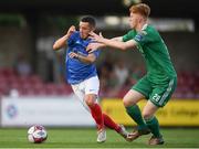 2 July 2018; Conor Chaplin of Portsmouth in action against Alec Byrne of Cork City during the pre-season friendly match between Cork City and Portsmouth at Turners Cross in Cork. Photo by Harry Murphy/Sportsfile