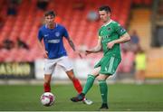 2 July 2018; John Dunleavy of Cork City in action against Oliver Hawkins of Portsmouth during the pre-season friendly match between Cork City and Portsmouth at Turners Cross in Cork. Photo by Harry Murphy/Sportsfile