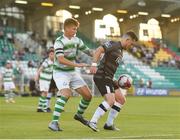 2 July 2018; Ronan Murray of Dundalk in action against Luke Byrne of Shamrock Rovers during the Leinster Senior Cup Quarter-Final match between Shamrock Rovers and Dundalk at Tallaght Stadium in Dublin. Photo by Tom Beary/Sportsfile