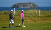 3 July 2018; Rory McIlroy of Northern Ireland and caddie Harry Diamond, left, during a practice round ahead of the Dubai Duty Free Irish Open Golf Championship at Ballyliffin Golf Club in Ballyliffin, Co. Donegal. Photo by Ramsey Cardy/Sportsfile