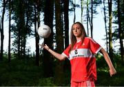 3 July 2018; Breaking new ground: Top inter-county stars took in the breath-taking scenery at Mullaghmeen Forest in county Westmeath, to launch the revamped 2018 TG4 All-Ireland championships. TG4 have announced a four-year extension of their sponsorship of the Ladies Football championships, with the new deal set to last until the conclusion of the 2022 season. 17 Ladies Football championship games will be broadcast this summer exclusively live on TG4, with the senior and intermediate championships to be played on a new, round-robin basis. Pictured is Rebecca Carr of Louth, at Mullaghmeen Forest, Co. Westmeath.  Photo by Seb Daly/Sportsfile