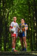3 July 2018; Breaking new ground: Top inter-county stars took in the breath-taking scenery at Mullaghmeen Forest in county Westmeath, to launch the revamped 2018 TG4 All-Ireland championships. TG4 have announced a four-year extension of their sponsorship of the Ladies Football championships, with the new deal set to last until the conclusion of the 2022 season. 17 Ladies Football championship games will be broadcast this summer exclusively live on TG4, with the senior and intermediate championships to be played on a new, round-robin basis. Pictured are Neamh Woods of Tyrone, left and Laurie Ryan of Clare at Mullaghmeen Forest, Co. Westmeath. Photo by Seb Daly / Sportsfile