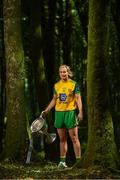 3 July 2018; Breaking new ground: Top inter-county stars took in the breath-taking scenery at Mullaghmeen Forest in county Westmeath, to launch the revamped 2018 TG4 All-Ireland championships. TG4 have announced a four-year extension of their sponsorship of the Ladies Football championships, with the new deal set to last until the conclusion of the 2022 season. 17 Ladies Football championship games will be broadcast this summer exclusively live on TG4, with the senior and intermediate championships to be played on a new, round-robin basis. Pictured is Karen Guthrie of Donegal at Mullaghmeen Forest, Co. Westmeath. Photo by Seb Daly / Sportsfile