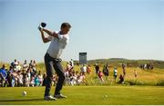 4 July 2018; Former jockey AP McCoy hits a drive from the 1st tee during the Pro-Am round ahead of the Irish Open Golf Championship at Ballyliffin Golf Club in Ballyliffin, Co Donegal. Photo by Ramsey Cardy/Sportsfile