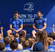4 July 2018; Leinster players Noel Reid, left, and Fergus McFadden answer children's questions during the Bank of Ireland Leinster Rugby Summer Camp at Wexford Wanderers RFC in Wexford. Photo by Matt Browne/Sportsfile