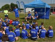 4 July 2018; Leinster players Noel Reid  and Fergus McFadden answer children's questions during the Bank of Ireland Leinster Rugby Summer Camp at Wexford Wanderers RFC in Wexford. Photo by Matt Browne/Sportsfile