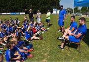4 July 2018; Leinster players Noel Reid  and Fergus McFadden answer children's questions during the Bank of Ireland Leinster Rugby Summer Camp at Wexford Wanderers RFC in Wexford. Photo by Matt Browne/Sportsfile