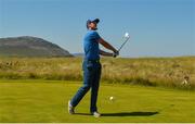 4 July 2018; Donegal GAA player Michael Murphy on the 11th tee box during the Pro-Am round ahead of the Irish Open Golf Championship at Ballyliffin Golf Club in Ballyliffin, Co. Donegal. Photo by Oliver McVeigh/Sportsfile