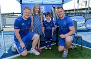 4 July 2018; Leinster players James Tracy, left, and Rory O'Loughlin with summer camp attendees, Maíre, age 8, and Colm McGuckian, age 4, from Ballsbridge, Co Dublin, during the Bank of Ireland Leinster Rugby Summer Camp at Energia Park in Donnybrook, Dublin. Photo by David Fitzgerald/Sportsfile