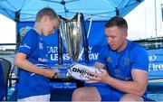 4 July 2018; Leinster player Rory O'Loughlin signs a rugby ball for summer camp attendee Luke O'Donnell, age 8, from Rathgar, Co Dublin, during the Bank of Ireland Leinster Rugby Summer Camp at Energia Park in Donnybrook, Dublin. Photo by David Fitzgerald/Sportsfile