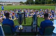 4 July 2018; Leinster players James Tracy, right, and Rory O'Loughlin during a Q&A with summer camp attendees during the Bank of Ireland Leinster Rugby Summer Camp at Energia Park in Donnybrook, Dublin. Photo by David Fitzgerald/Sportsfile