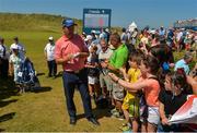 4 July 2018; Padraig Harrington of Ireland signs autographs after the Pro-Am round ahead of the Irish Open Golf Championship at Ballyliffin Golf Club in Ballyliffin, Co. Donegal. Photo by Oliver McVeigh/Sportsfile