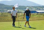 4 July 2018; Rory McIlroy with Sir A.P. McCoy during the Pro-Am round ahead of the Irish Open Golf Championship at Ballyliffin Golf Club in Ballyliffin, Co. Donegal. Photo by John Dickson/Sportsfile