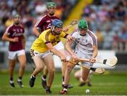 4 July 2018; Eanna Murphy of Galway in action against Rory Higgins of Wexford during the Bord Gais Energy Leinster Under 21 Hurling Championship 2018 Final match between Wexford and Galway at O'Moore Park in Portlaoise, Co Laois. Photo by Harry Murphy/Sportsfile
