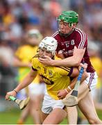 4 July 2018; Rory O'Connor of Wexford in action against Cianan Fahy of Galway during the Bord Gais Energy Leinster Under 21 Hurling Championship 2018 Final match between Wexford and Galway at O'Moore Park in Portlaoise, Co Laois. Photo by Sam Barnes/Sportsfile