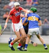 4 July 2018; Tim O’Mahony of Cork in action against Killian O’Dwyer of Tipperary during the Bord Gáis Energy Munster GAA Hurling U21 Championship Final match between Cork and Tipperary at Pairc Ui Chaoimh in Cork. Photo by Eóin Noonan/Sportsfile