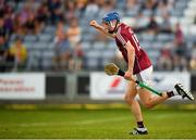 4 July 2018; Kevin Cooney of Galway celebrates after scoring his side's second goal during the Bord Gais Energy Leinster Under 21 Hurling Championship 2018 Final match between Wexford and Galway at O'Moore Park in Portlaoise, Co Laois. Photo by Harry Murphy/Sportsfile