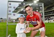 4 July 2018; Mason McDonnell, age 6, from Ballincollig, Cork, presents Mark Coleman of Cork with his Bord Gáis Energy Man of the Match award following the meeting of Cork and Tipperary in the Bord Gáis Energy GAA Hurling U21 Munster Championship Final at Páirc Uí Chaoimh. Bord Gáis Energy offers its customers unmissable rewards throughout the Championship season, including match tickets and hospitality, access to training camps with Hurling stars and the opportunity to present Man of the Match Awards at U21 games. Photo by Matt Browne/Sportsfile