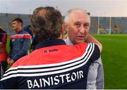 4 July 2018; Cork manager Denis Ring celebrates with Frank Murphy, Secretary of the Cork County Board, following the Bord Gáis Energy Munster GAA Hurling U21 Championship Final match between Cork and Tipperary at Pairc Ui Chaoimh in Cork. Photo by Eóin Noonan/Sportsfile