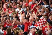 4 July 2018; Cork captain Shane Kingston lifts the cup after the Bord Gáis Energy Munster GAA Hurling U21 Championship Final match between Cork and Tipperary at Pairc Ui Chaoimh in Cork. Photo by Matt Browne/Sportsfile