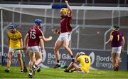 4 July 2018; Sean Bleahene, centre, of Galway celebrates after scoring the winning goal at the end of extra time during the Bord Gais Energy Leinster Under 21 Hurling Championship 2018 Final match between Wexford and Galway at O'Moore Park in Portlaoise, Co Laois. Photo by Sam Barnes/Sportsfile