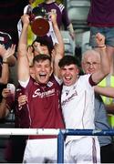 4 July 2018; Galway captain Fintan Burke, left, lifts the cup along side Darragh Gilligan following the Bord Gais Energy Leinster Under 21 Hurling Championship 2018 Final match between Wexford and Galway at O'Moore Park in Portlaoise, Co Laois. Photo by Sam Barnes/Sportsfile