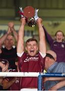 4 July 2018; Galway captain Fintan Burke lifts the trophy after the Bord Gais Energy Leinster Under 21 Hurling Championship 2018 Final match between Wexford and Galway at O'Moore Park in Portlaoise, Co Laois. Photo by Harry Murphy/Sportsfile