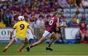 4 July 2018; Brian Concannon of Galway in action against Rowan White of Wexford during the Bord Gais Energy Leinster Under 21 Hurling Championship 2018 Final match between Wexford and Galway at O'Moore Park in Portlaoise, Co Laois. Photo by Sam Barnes/Sportsfile