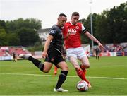 6 July 2018; Dylan Connolly of Dundalk in action against Ian Bermingham of St Patrick's Athletic during the SSE Airtricity League Premier Division match between St Patrick's Athletic and Dundalk at Richmond Park in Dublin. Photo by Stephen McCarthy/Sportsfile