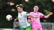 6 July 2018; Luke Clucas of Cabinteely in action against John Morgan of Wexford FC during the SSE Airticity League First Division match between Cabinteely and Wexford FC at Stradbrook in Dublin. Photo by Matt Browne/Sportsfile