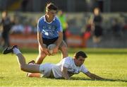 6 July 2018; Tom Keane of Dublin in action against Mark Dempsey of Kildare during the EirGrid Leinster GAA Football U20 Championship Final match between Kildare and Dublin at Bord na Móna O'Connor Park in Tullamore, Co Offaly. Photo by Piaras Ó Mídheach/Sportsfile