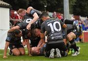 6 July 2018; Chris Shields of Dundalk celebrates with team-mates after scoring his side's second goal during the SSE Airtricity League Premier Division match between St Patrick's Athletic and Dundalk at Richmond Park in Dublin. Photo by Stephen McCarthy/Sportsfile