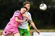 6 July 2018; Joe Doyle of Cabinteely in action against John Morgan of Wexford FC during the SSE Airticity League First Division match between Cabinteely and Wexford FC at Stradbrook in Dublin. Photo by Matt Browne/Sportsfile