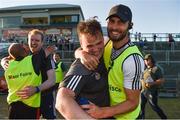 6 July 2018; Kildare manager Davy Burke with backroom team member Paul Divilly, right, after the EirGrid Leinster GAA Football U20 Championship Final match between Kildare and Dublin at Bord na Móna O'Connor Park in Tullamore, Co Offaly. Photo by Piaras Ó Mídheach/Sportsfile
